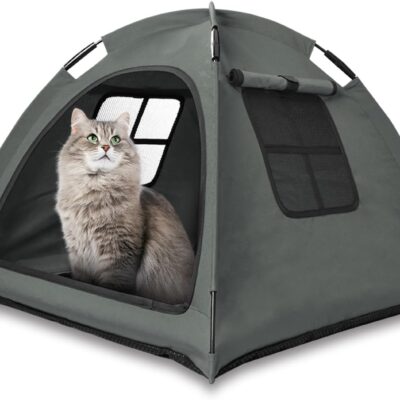 Portable Pet Tent House for Indoor & Outdoor Use - Easy Access Cat Nest Without Door Flap, Ideal for Cats, Puppies & Small Animals (Grey)