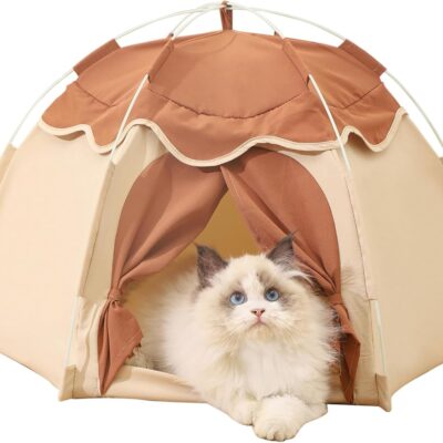 Cat Tent for Indoor, Indoor Dog House,Kitten Tent Suitable for Samll Dogs,Pet Cute Cave Nest Dog Houses(Beige, Large)